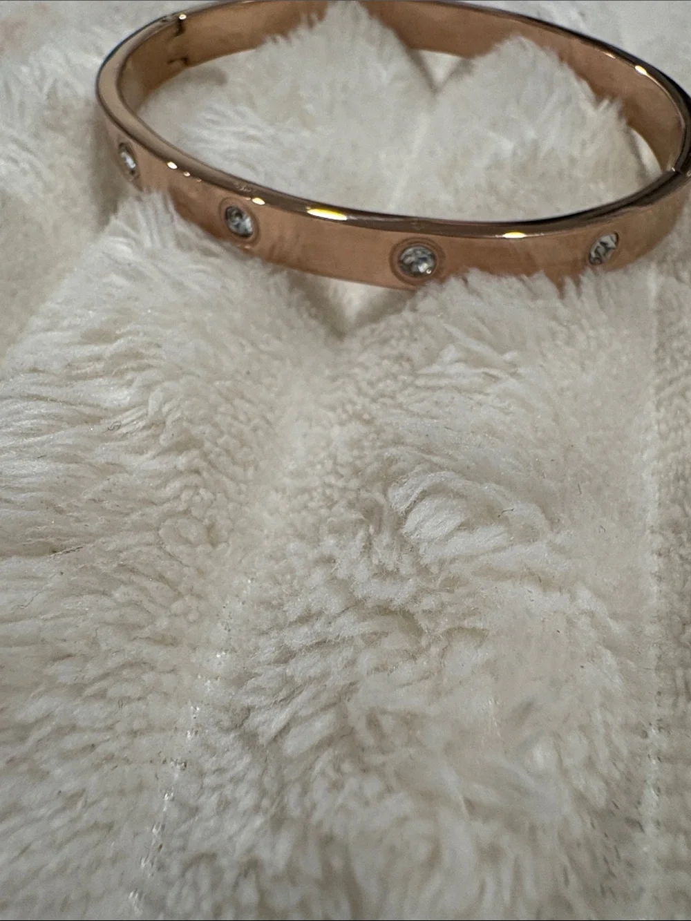Elegant Rose Gold Crystal Accent Bangle Bracelet